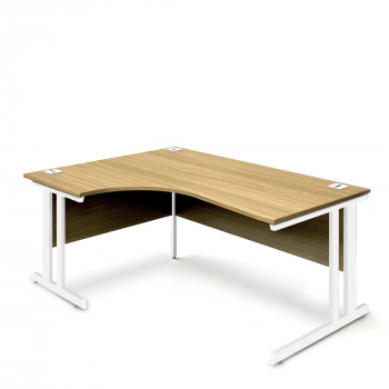 Ergonomic Left Hand Corner Desk - 1800mm - Oak-White legs