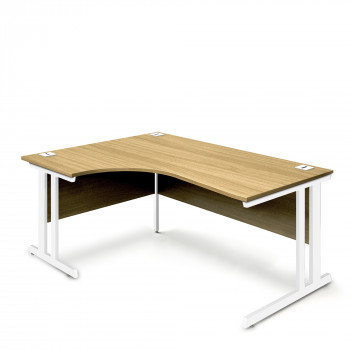 Ergonomic Left Hand Corner Desk - 1800mm - Oak-White legs Ergonomic Left Hand Corner Desk - 1800mm - Oak-White legs