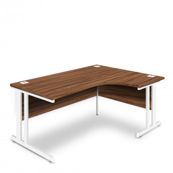 Ergonomic Right Hand Corner Desk - 1800mm - Walnut- White legs