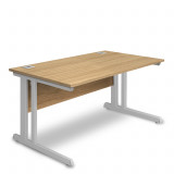 Rectangular Desk- 1000mm - 600mm Deep, Oak -Silver legs