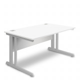 Rectangular Desk- 1000mm - 600mm Deep, White-Silver legs