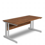 Rectangular Desk - 1600mm- Walnut- Silver legs