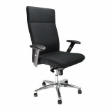 Jester-High Back Synchro Executive Armchair With Adjustable Arms And Chrome Base - Black
